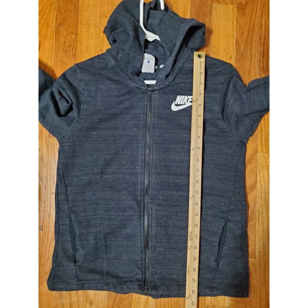 Nike Jacket Women's Small Zip Up Black Gym 837458-010 Hooded Cotton Polyester